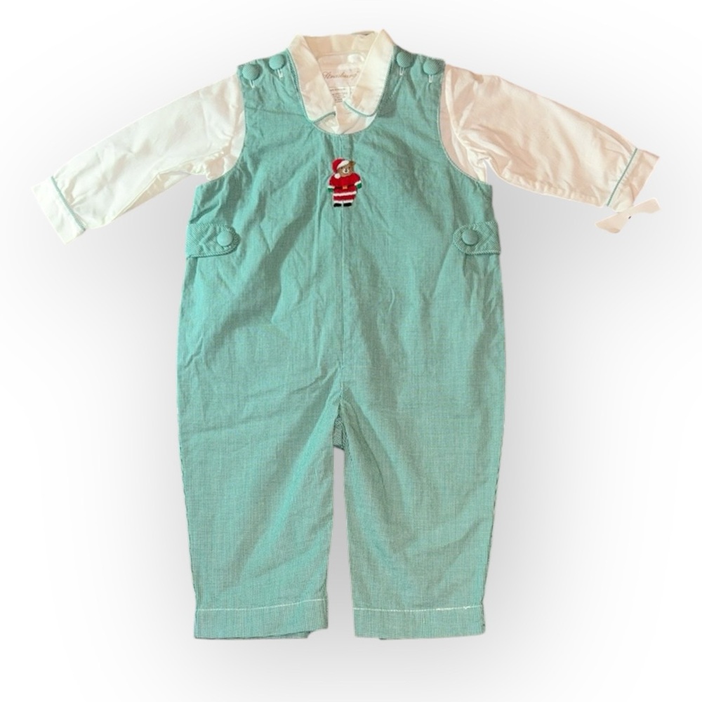 Strasburg Children Christmas Santa 2 piece newborn infant boy plaid outfit